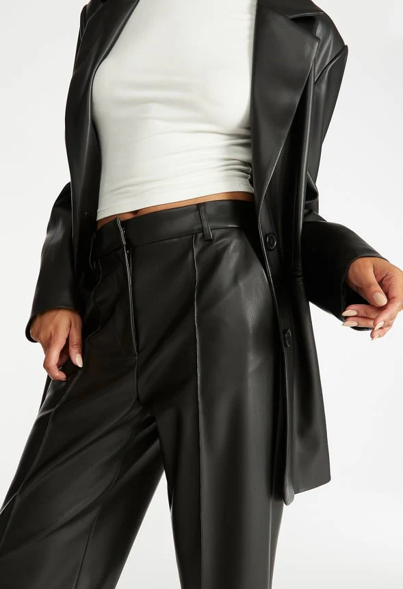 Wide Leg Faux Leather Trousers - Image 3