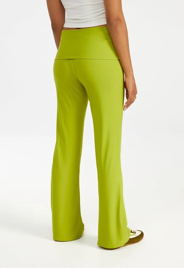 Draped Wide Leg Foldover Pants - Image 3
