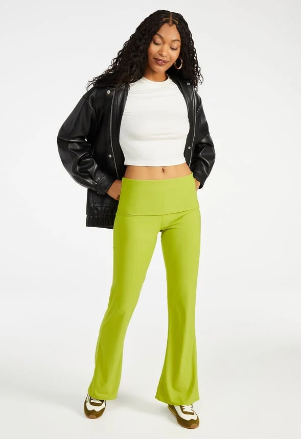 Draped Wide Leg Foldover Pants - Image 4