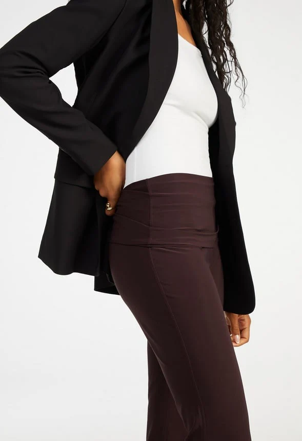 Draped Wide Leg Foldover Pants - Image 4