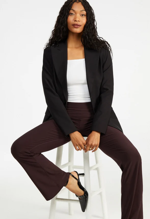 Draped Wide Leg Foldover Pants - Image 5