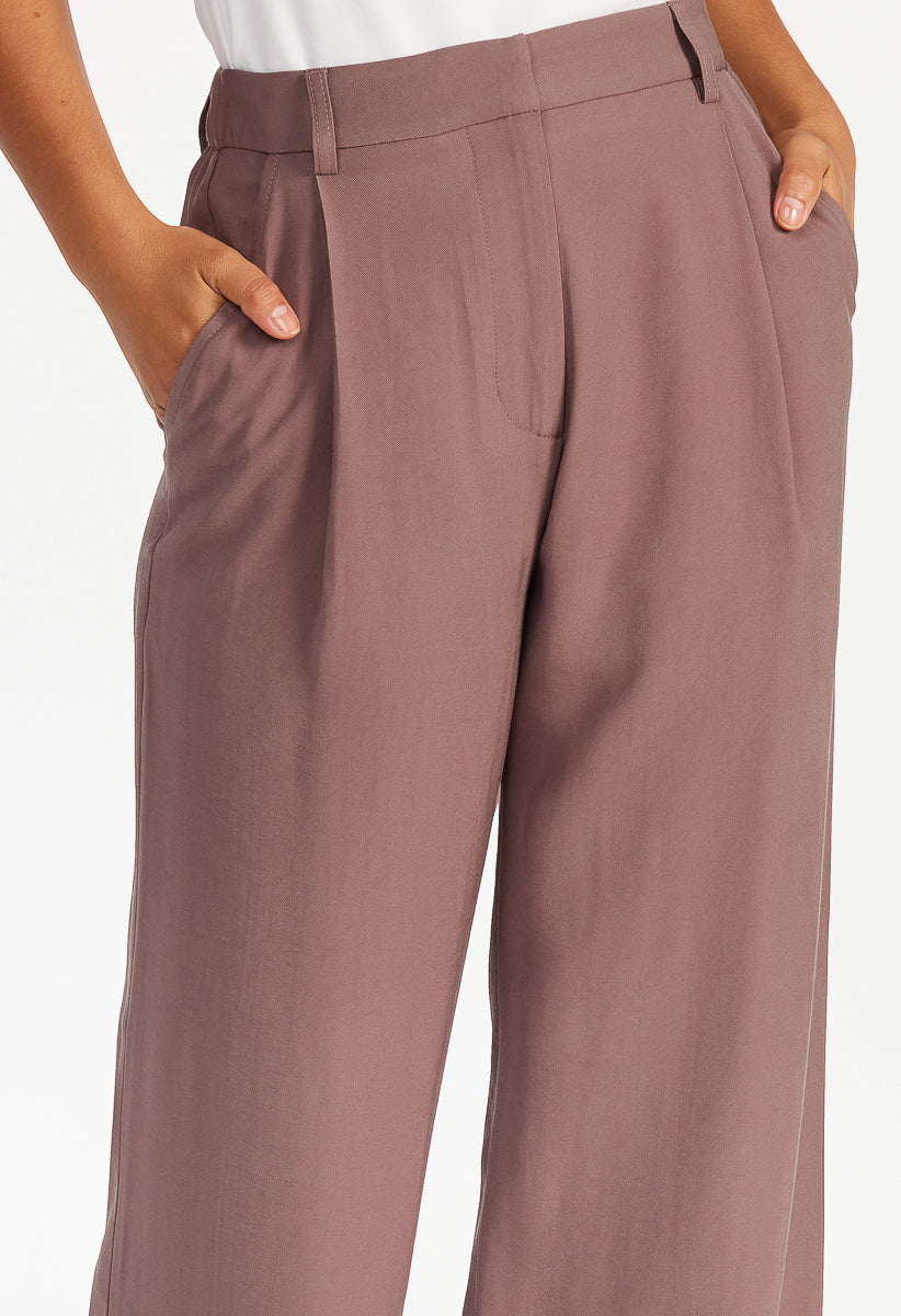 Tailored Wide Leg Pleat Front Trousers - Image 3
