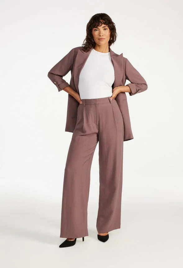 Tailored Wide Leg Pleat Front Trousers - Image 4