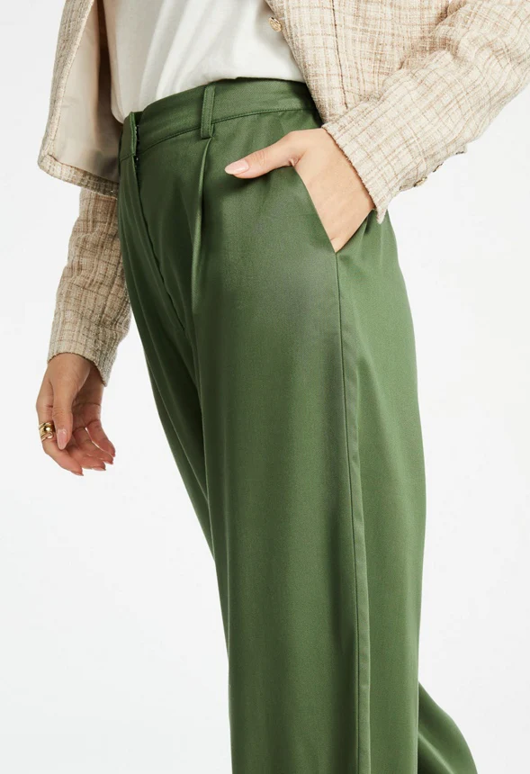 Wide Leg Pleated Front Trousers - Image 3