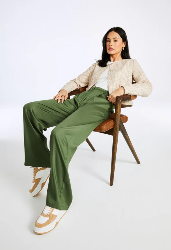 Wide Leg Pleated Front Trousers - Image 5