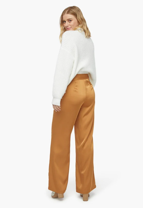 Wide Leg Satin Pants - Image 3