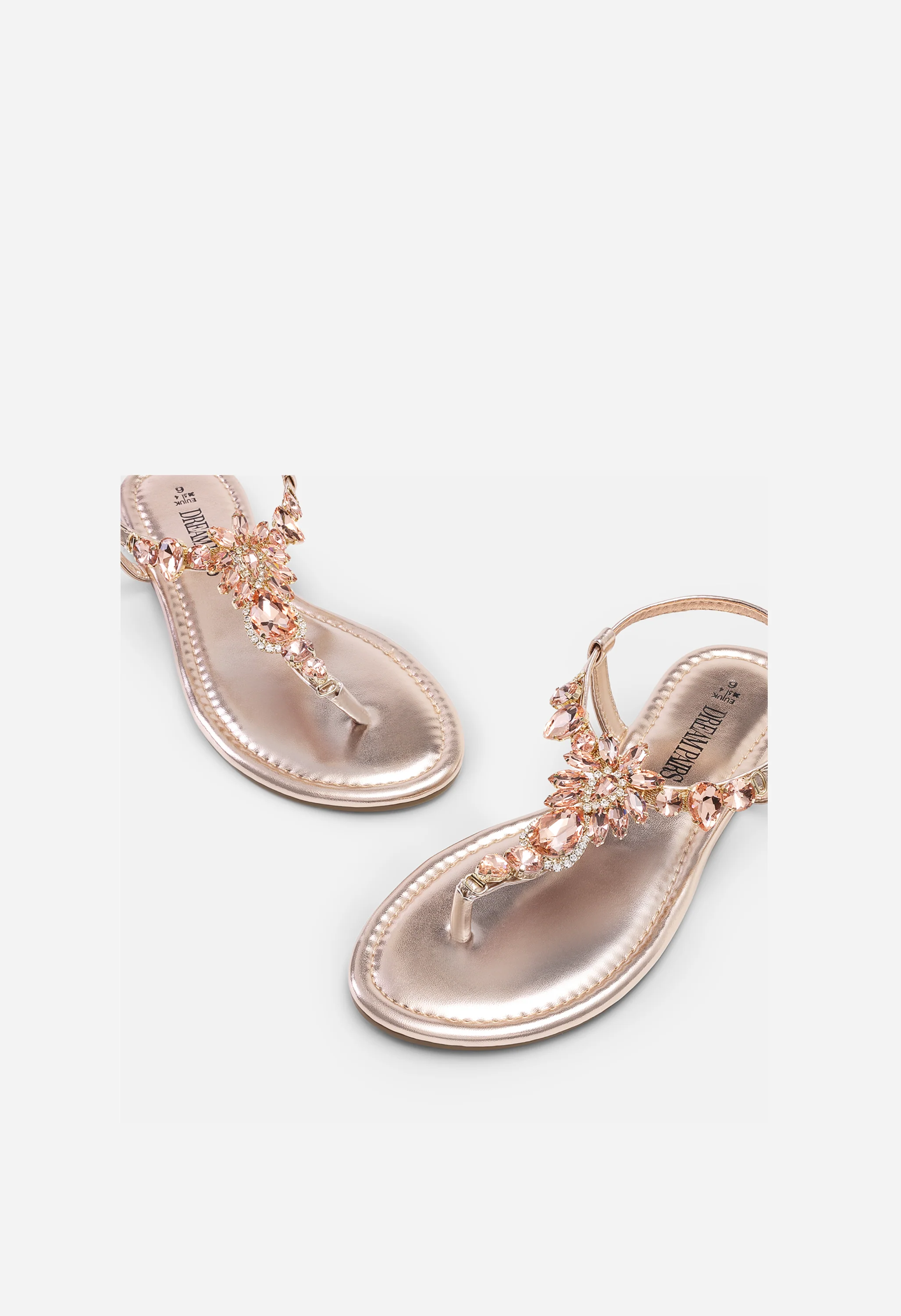 Women Dressy Rhinestone T-Strap Thong Flat Sandals - Image 3