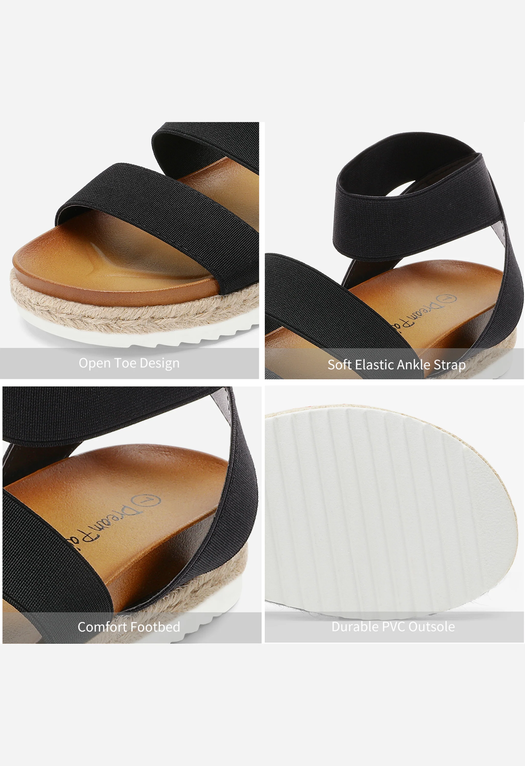 Women’s Ankle Strap Espadrille Flatform Platform Wedge Sandals - Image 4