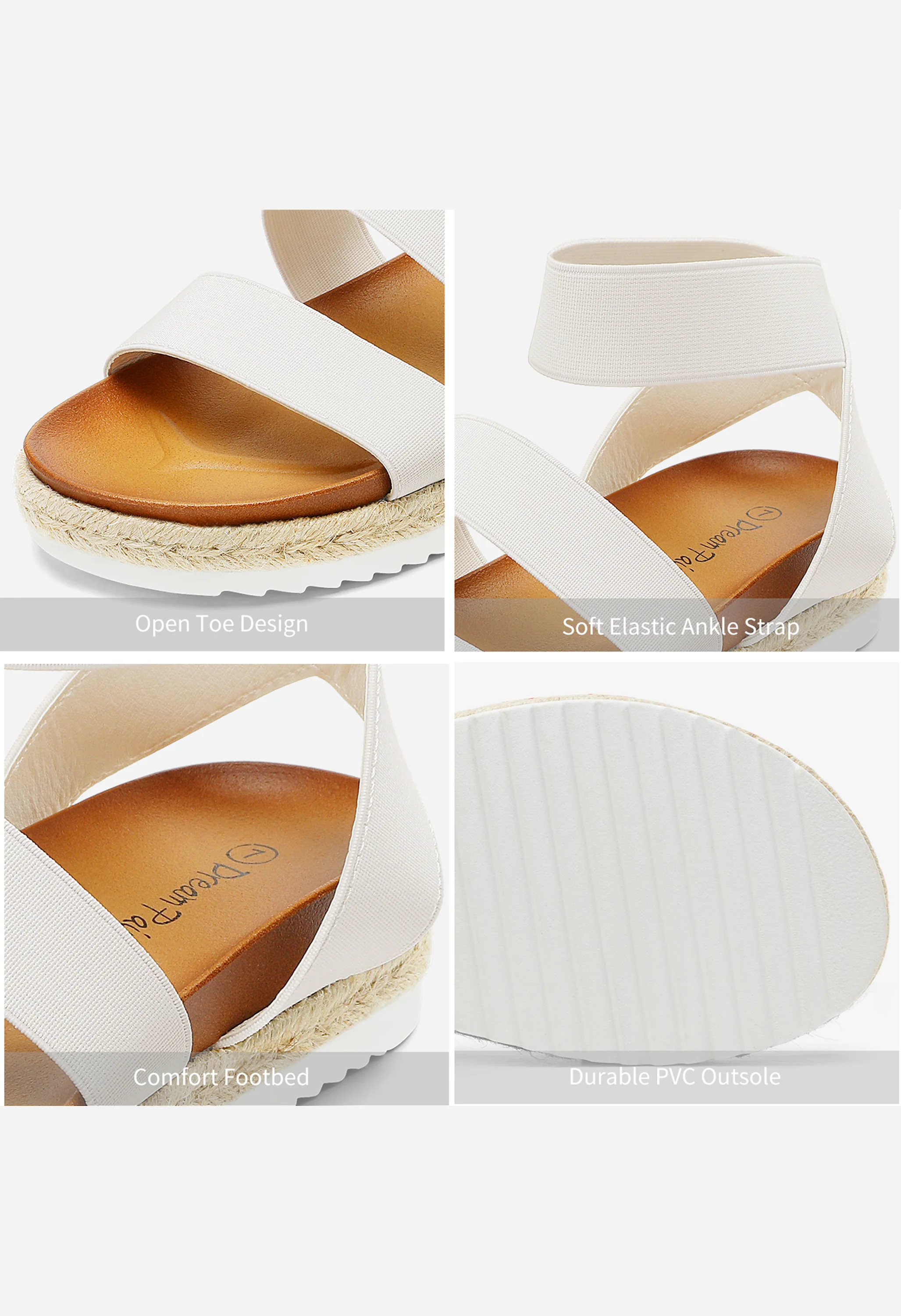Women’s Ankle Strap Espadrille Flatform Platform Wedge Sandals - Image 4