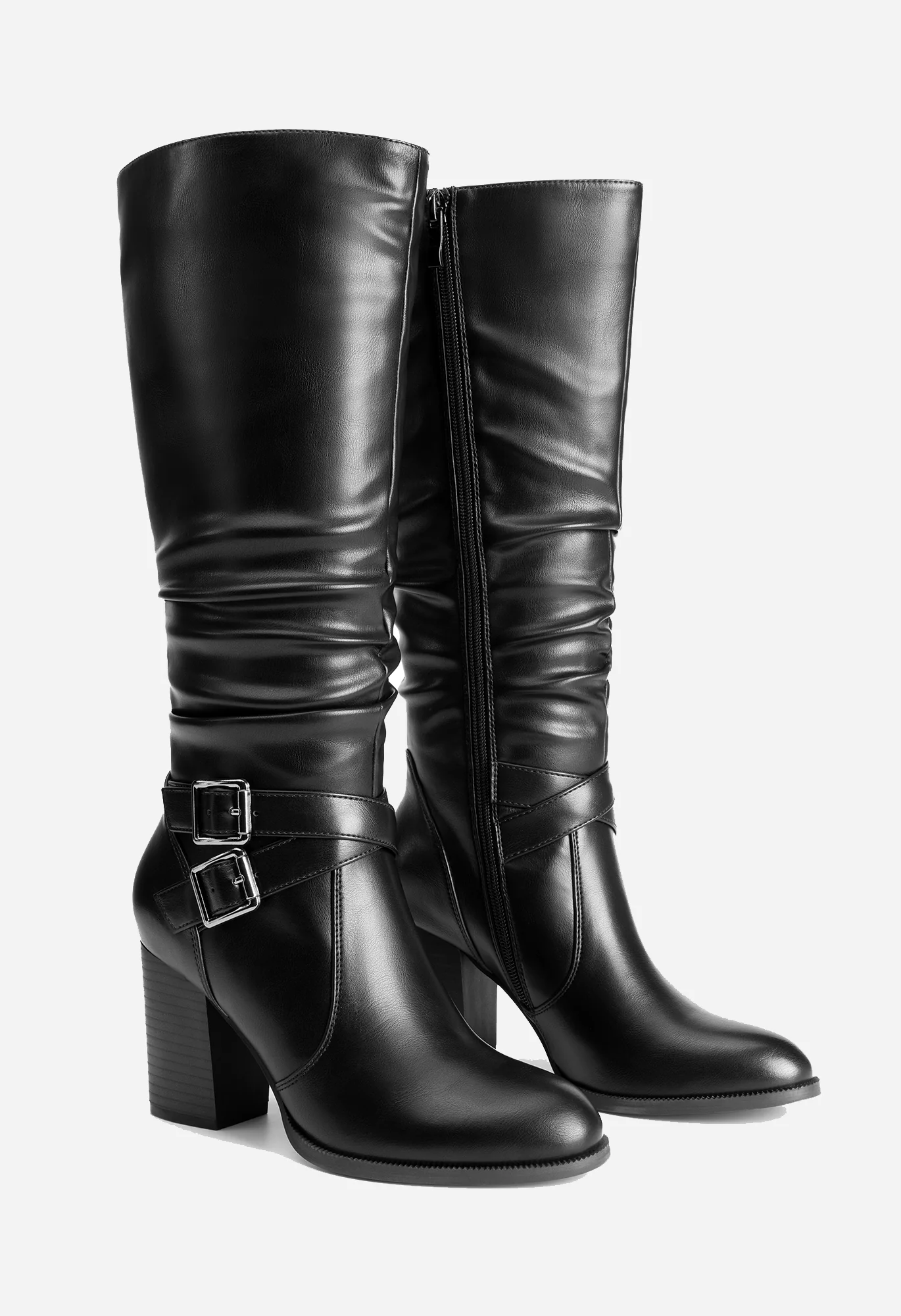 Women‘s Chunky Heel Slouch Boots - Image 2
