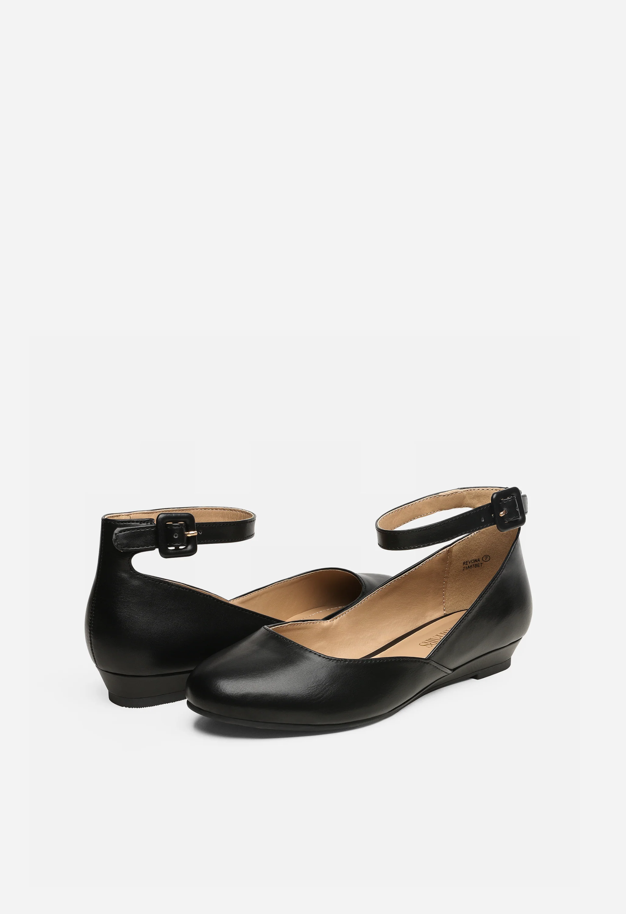 Women's Comfortable Ankle Strap Low Wedge Flats - Image 4