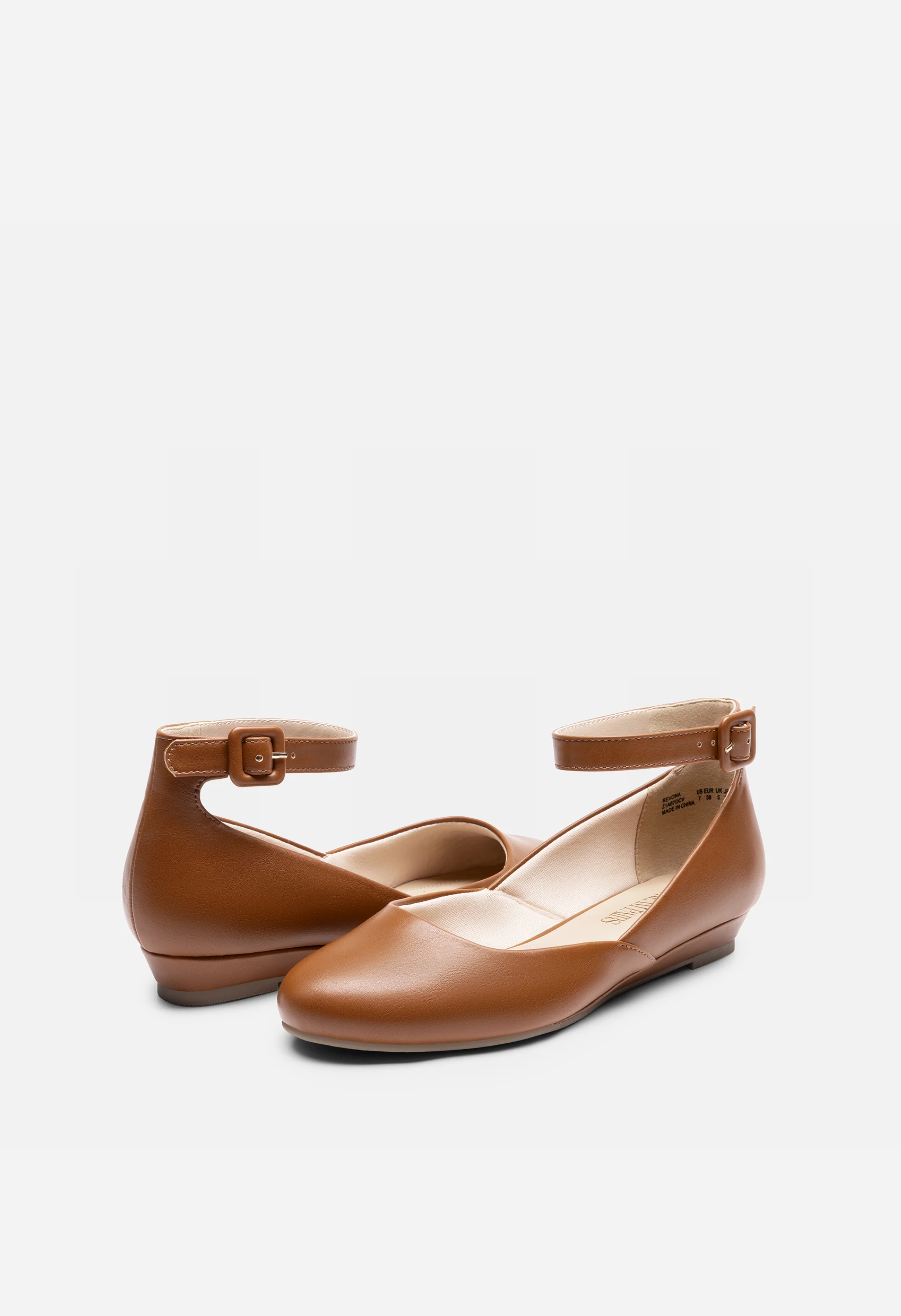 Women's Comfortable Ankle Strap Low Wedge Flats - Image 4