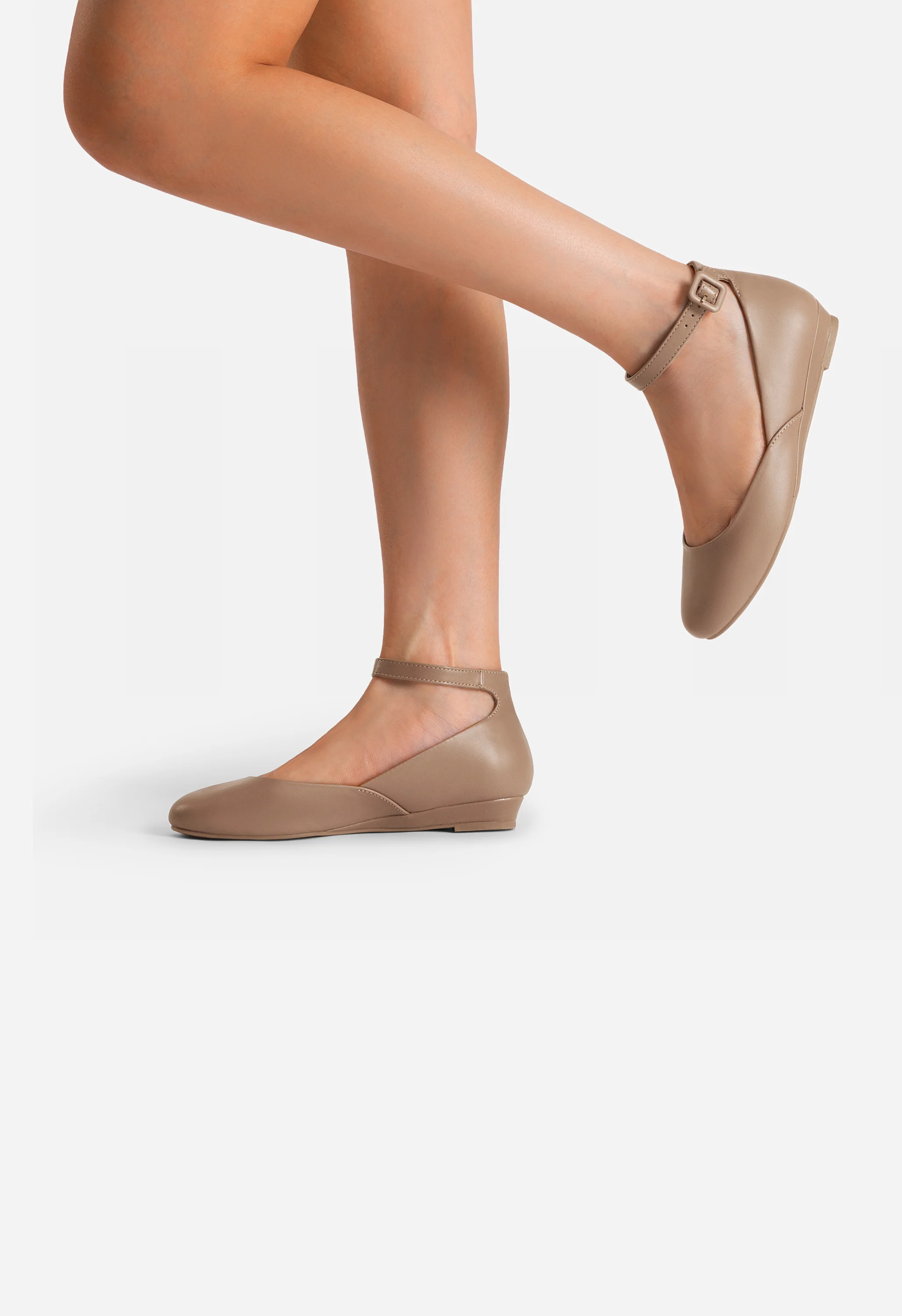 Women's Comfortable Ankle Strap Low Wedge Flats - Image 5