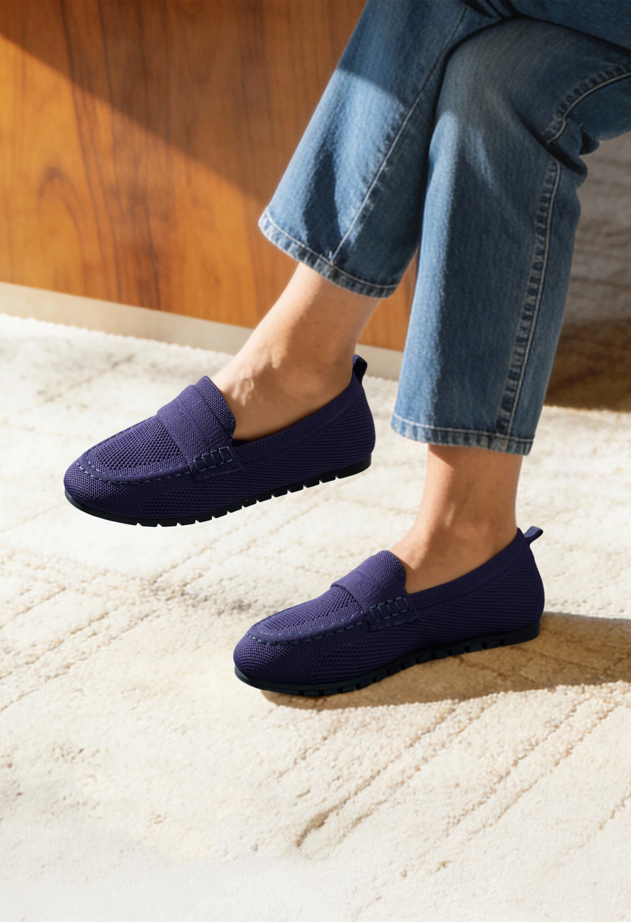 Women's Comfortable Knit Penny Loafers - Image 8