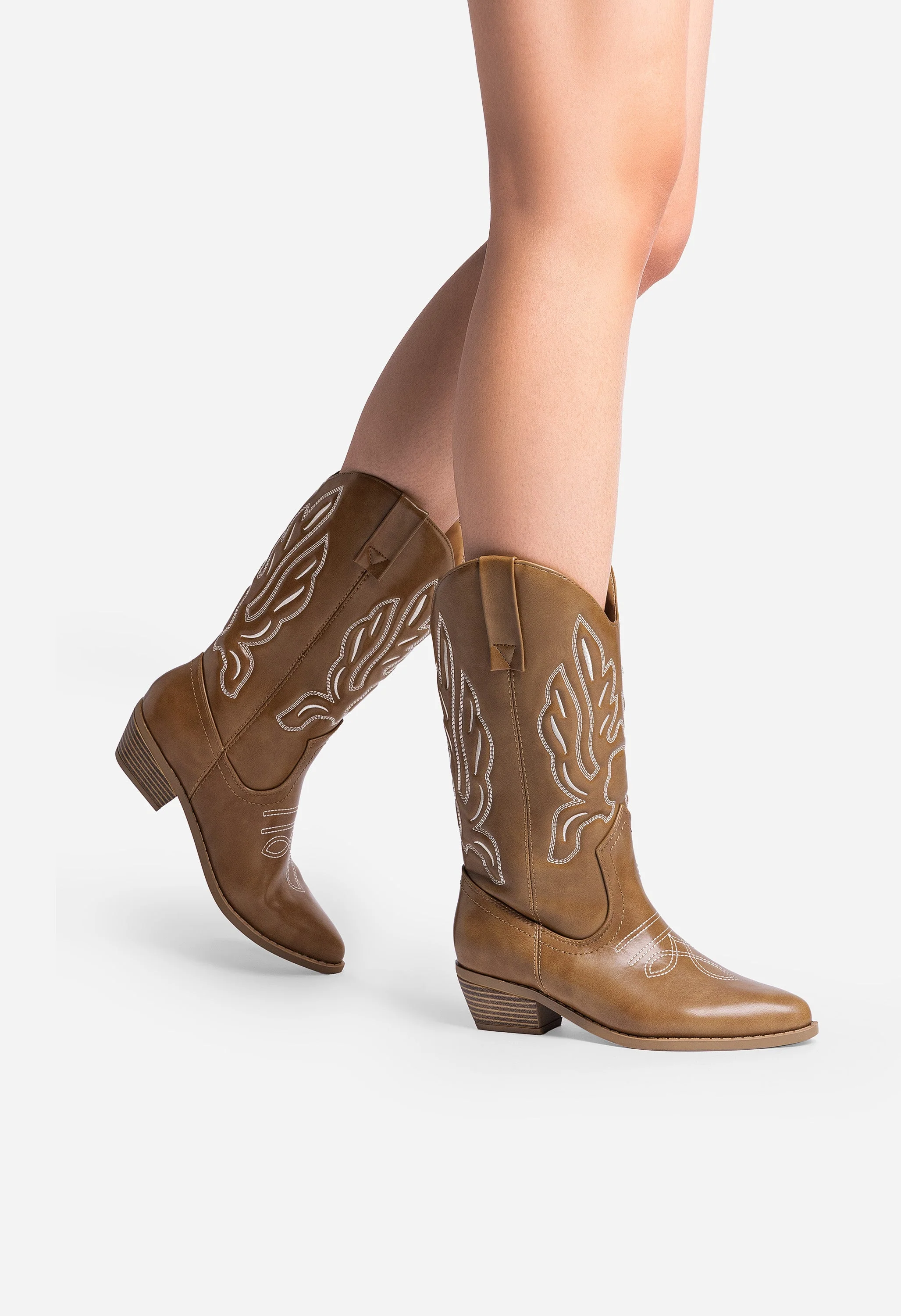 Women's Embroidered Pointed-Toe Mid-Calf Western Boots - Image 6
