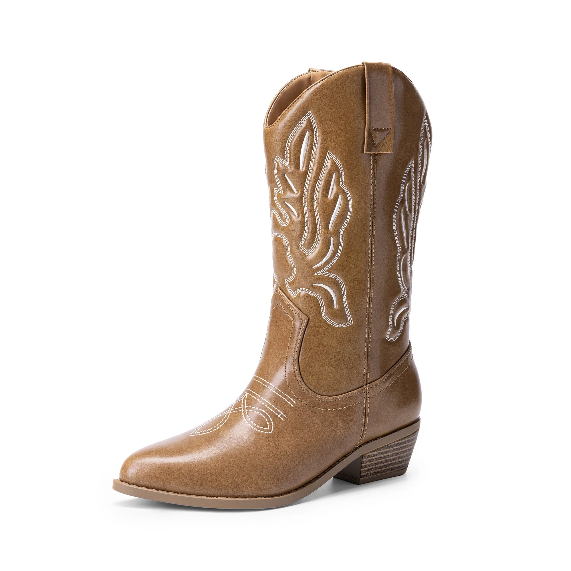 Women's Embroidered Pointed-Toe Mid-Calf Western Boots - Image 8