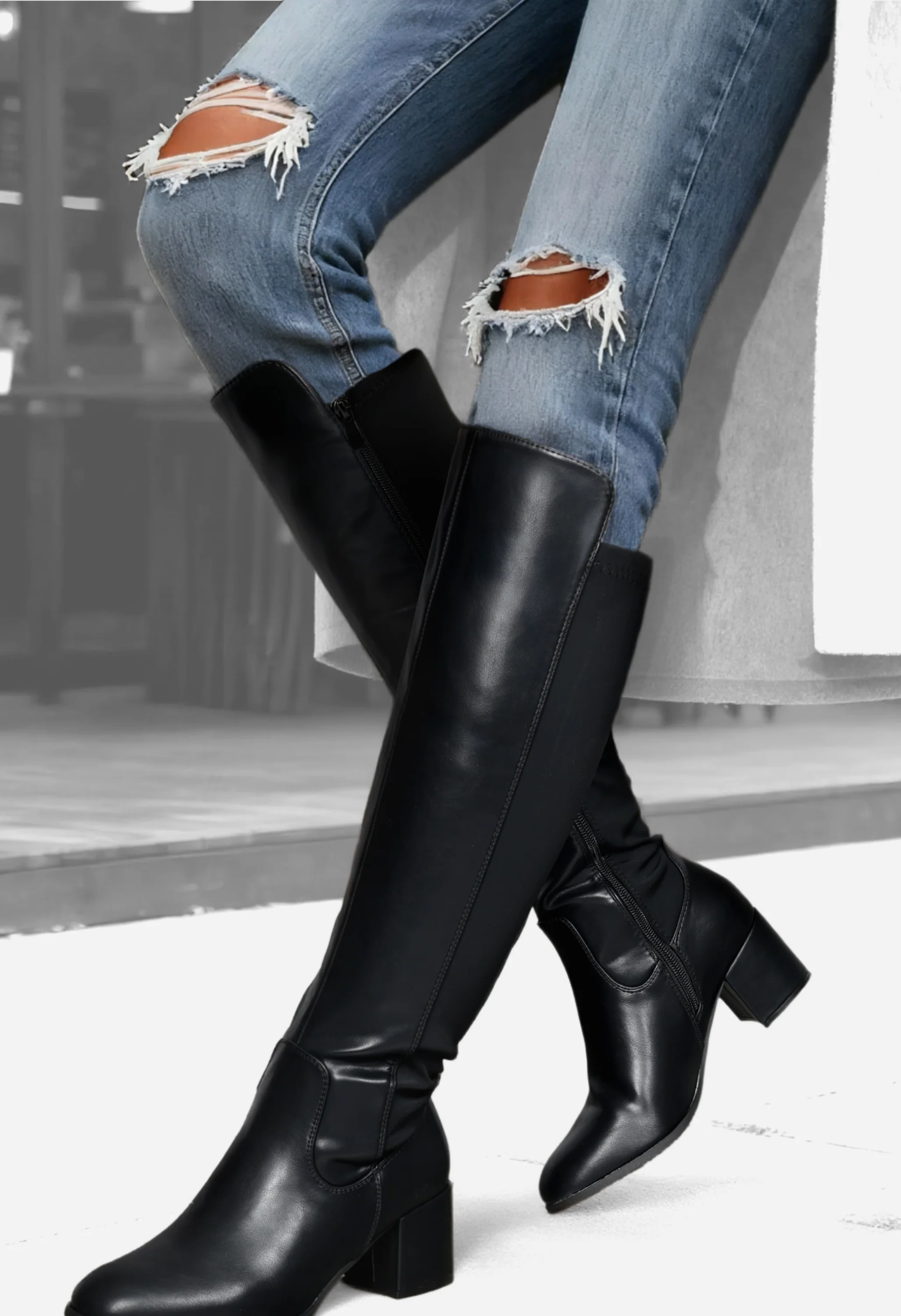Women's Knee High Stretchy Fashion Boots - Image 2