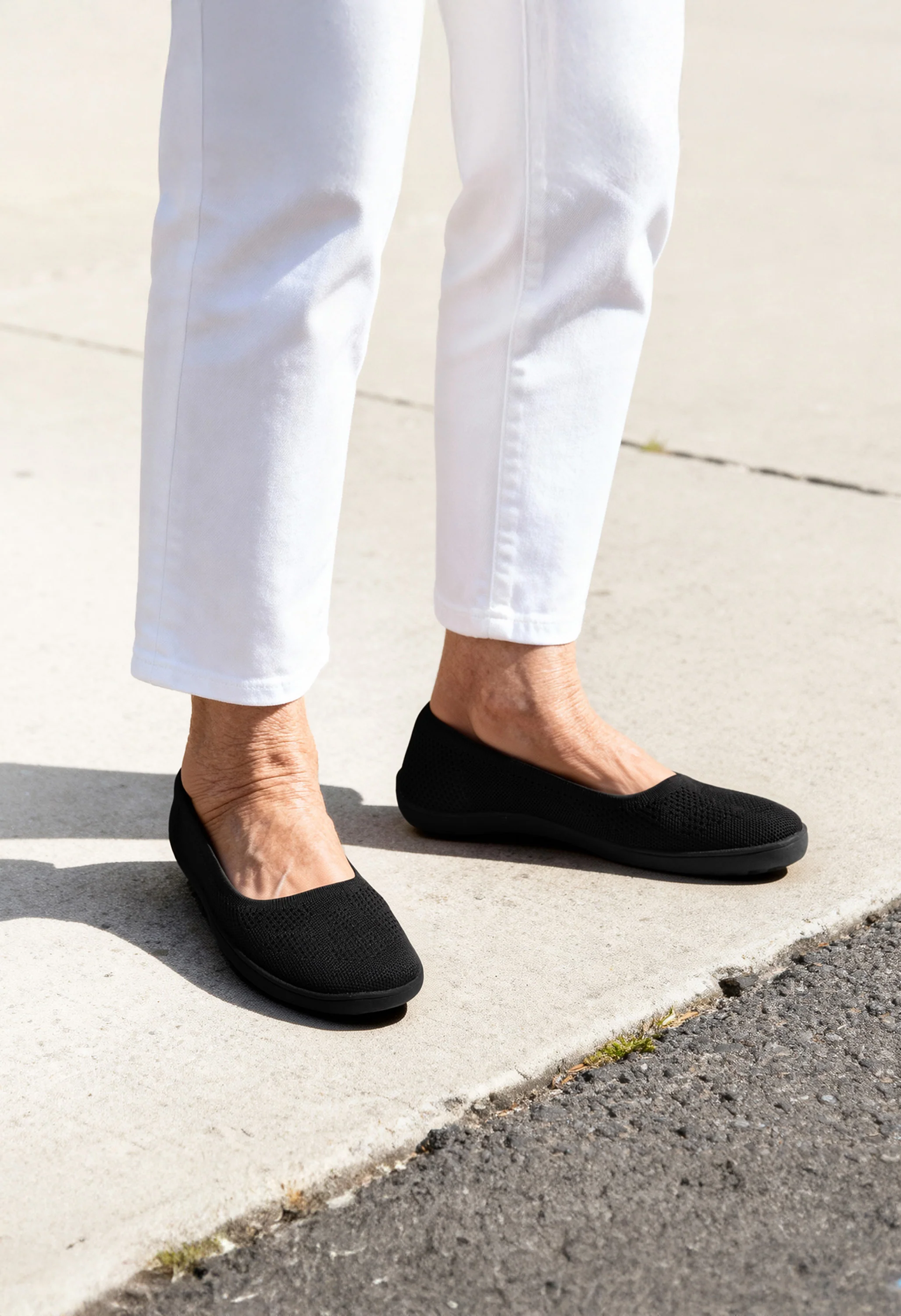 Women's Knit Ballet Flats Arch Support Wide Toe Box Shoes - Image 7