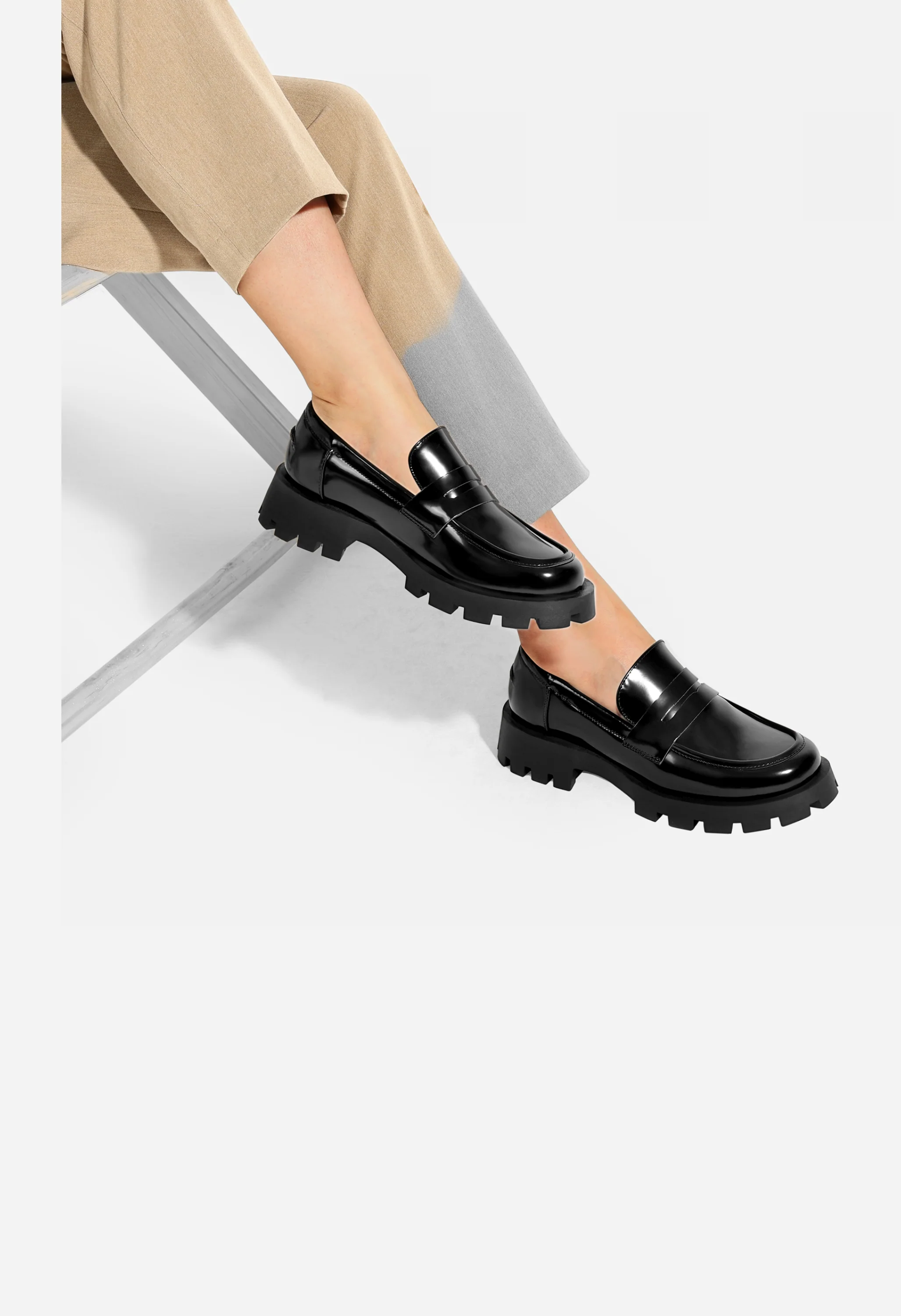 Women's Lug Sole Platform Penny Loafers - Image 5