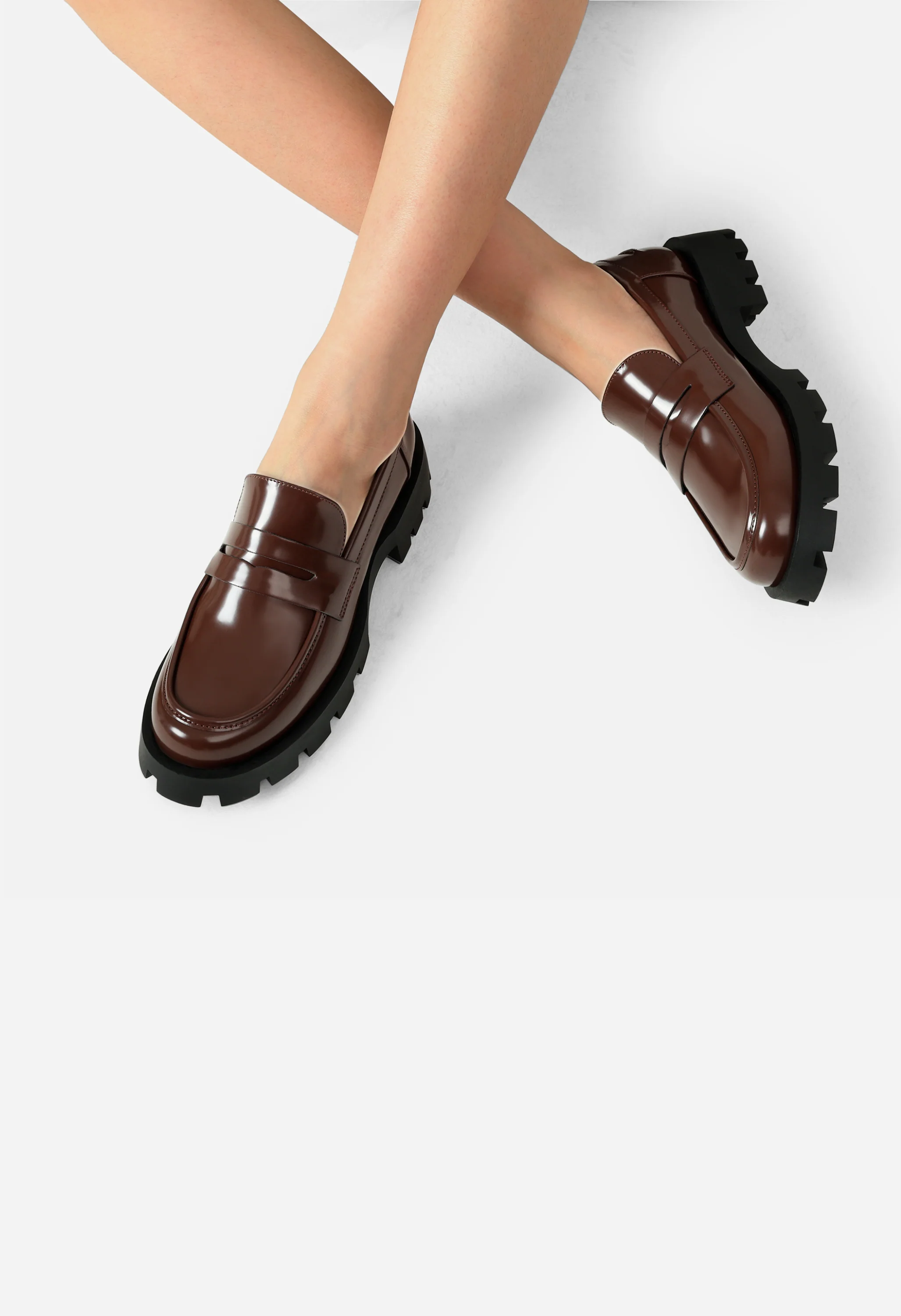 Women's Lug Sole Platform Penny Loafers - Image 5