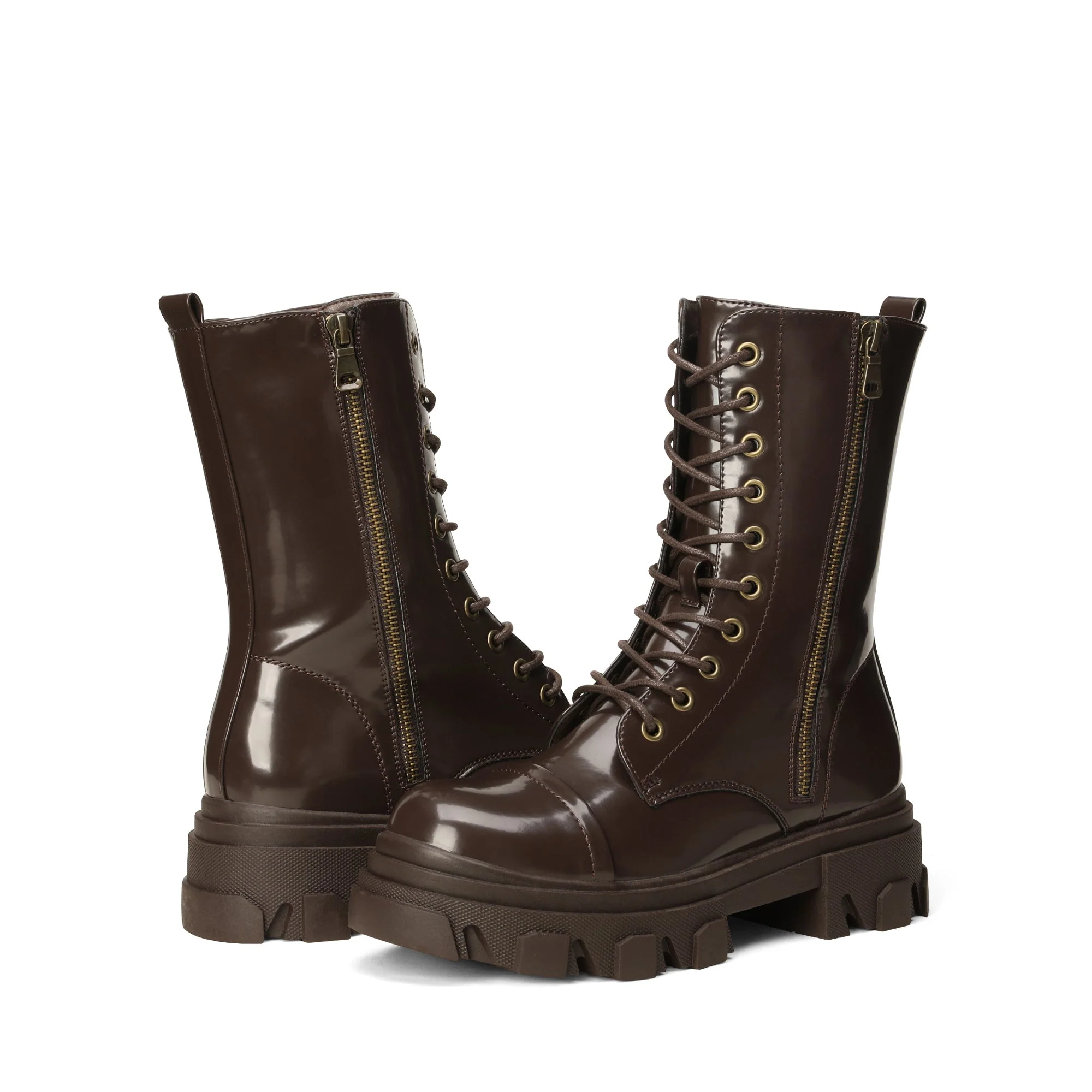 Women's Mid Calf Combat Boots - Image 2