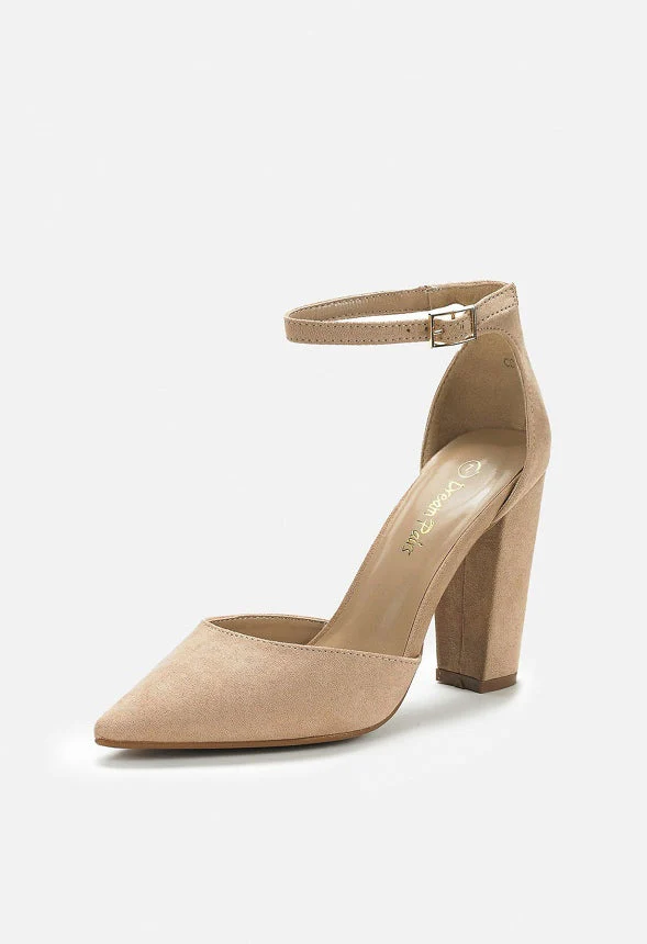 Women's Pointed Toe Chunky Heel Pumps - Image 2