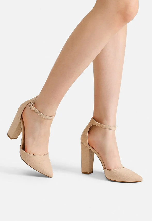 Women's Pointed Toe Chunky Heel Pumps - Image 4