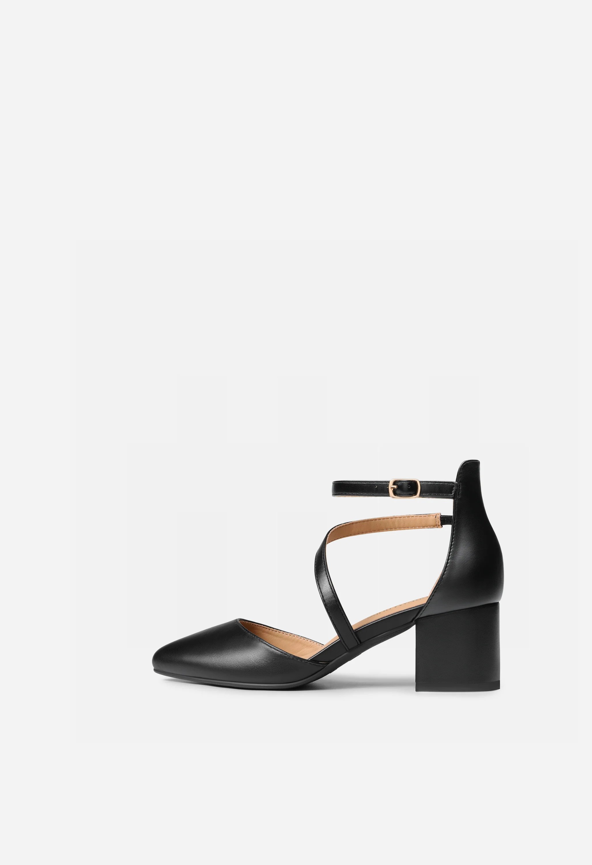 Women's Pointed Toe Chunky Heel Pumps with Ankle Strap