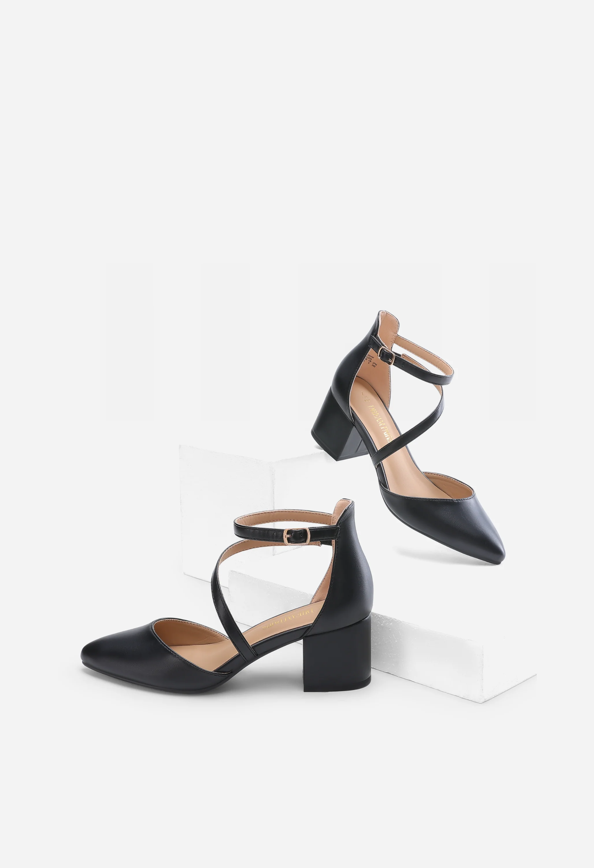 Women's Pointed Toe Chunky Heel Pumps with Ankle Strap - Image 6