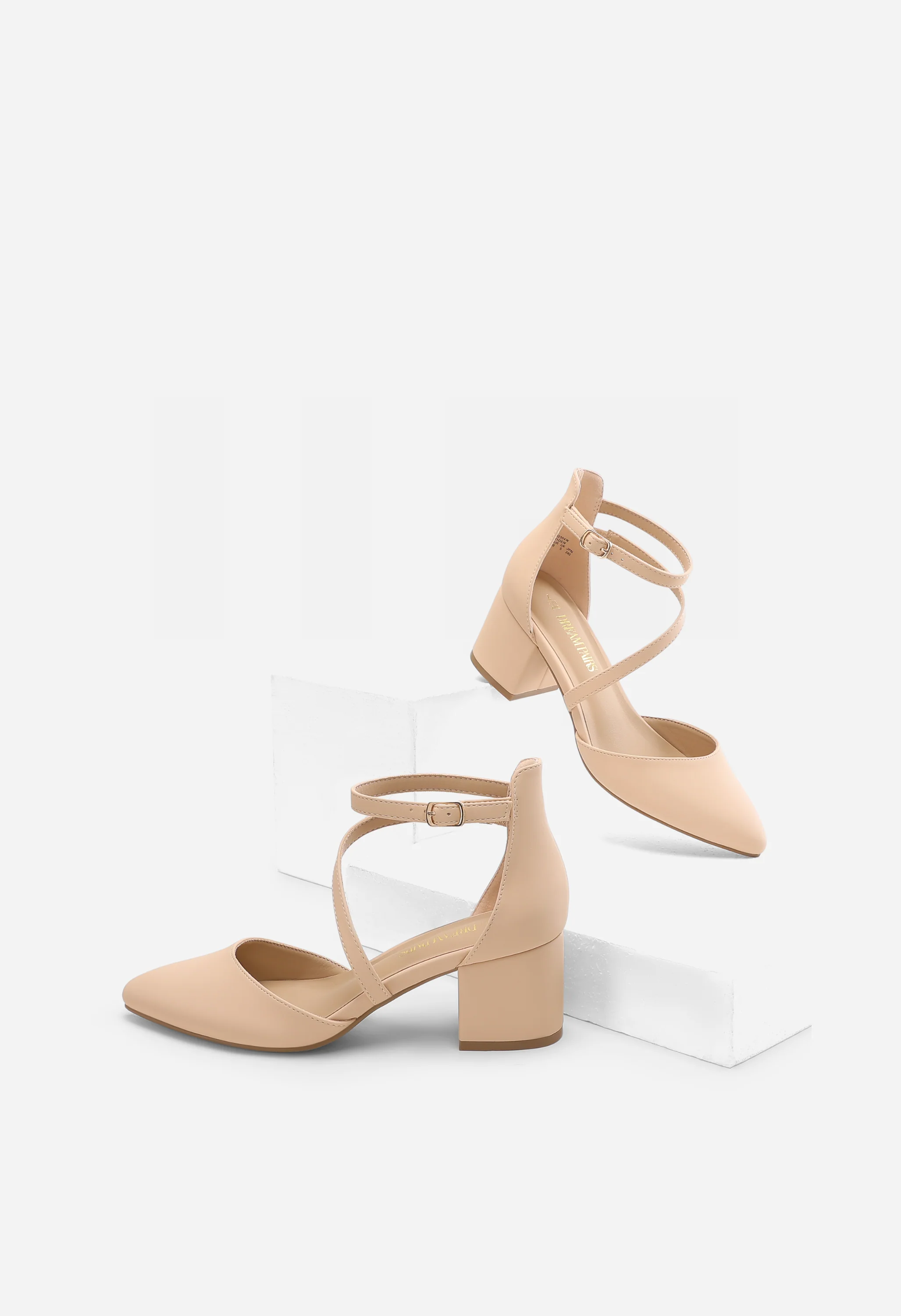 Women's Pointed Toe Chunky Heel Pumps - Image 4