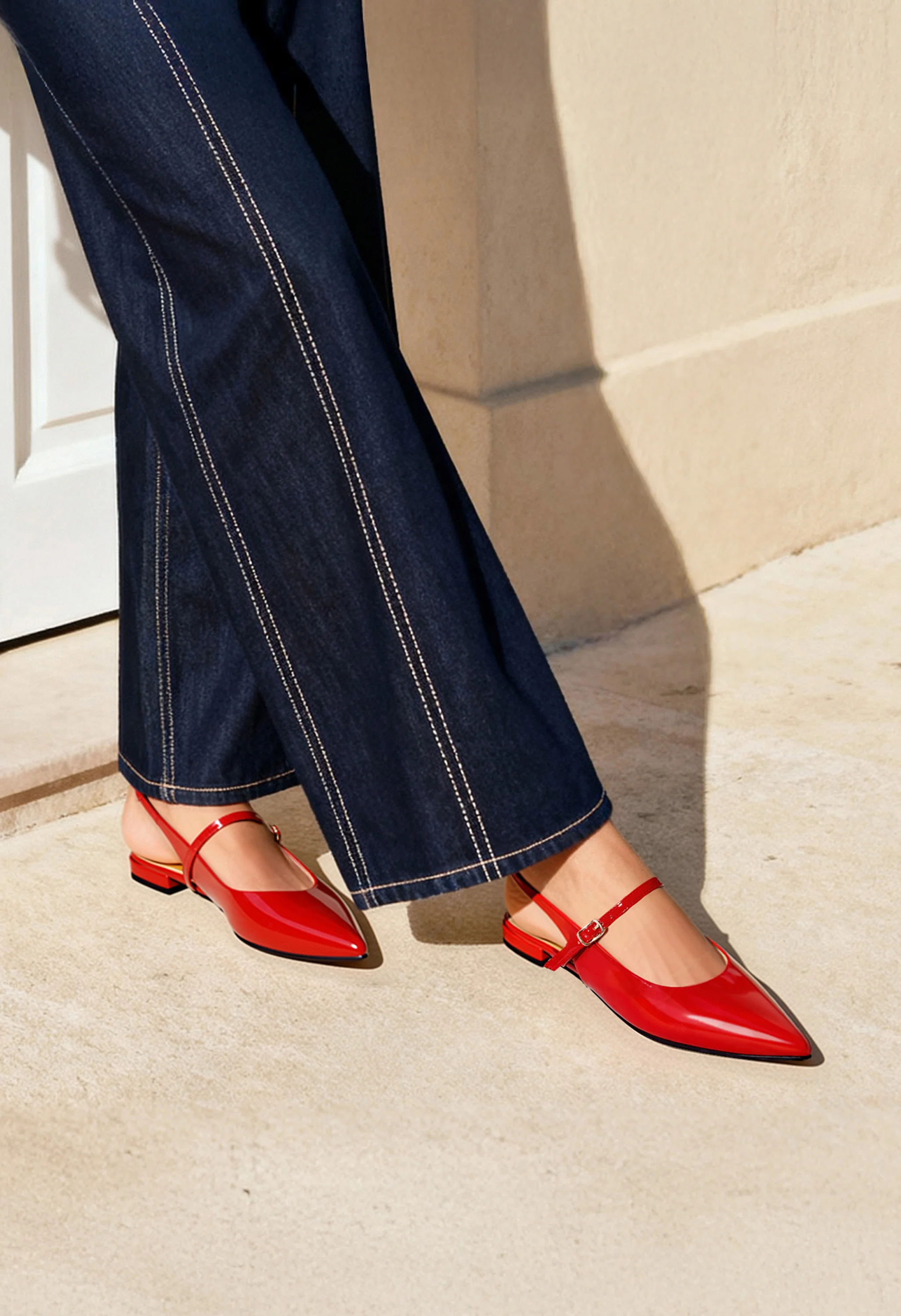 Pointed-Toe Flat Slingback Shoes - Image 2