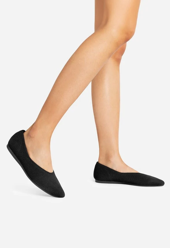 Women's Pointed Toe Knit Slip-On Flats - Image 2