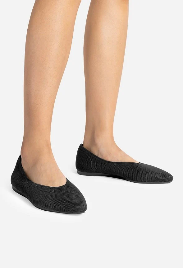 Women's Pointed Toe Knit Slip-On Flats - Image 3