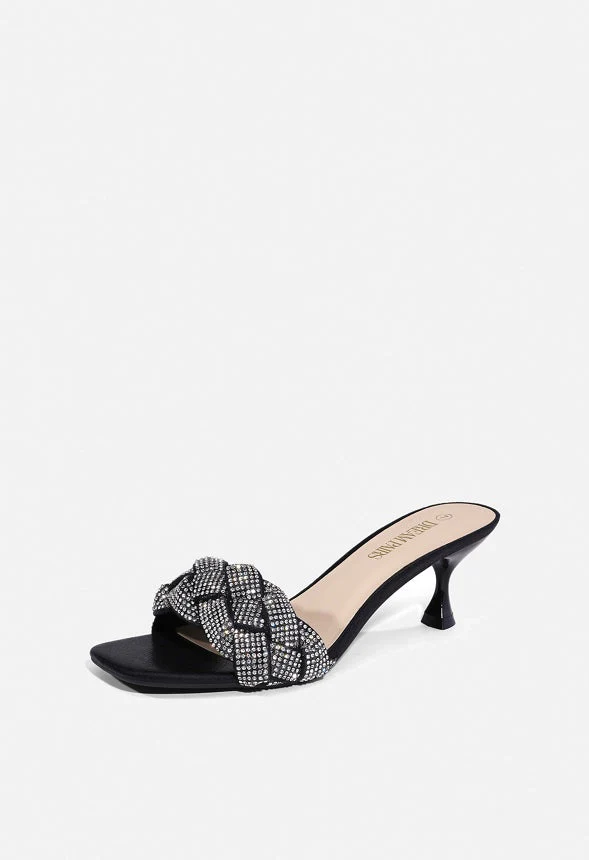 Women's Rhinestone Kitten Heel Sandal - Image 2