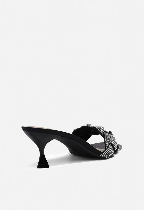 Women's Rhinestone Kitten Heel Sandal - Image 3