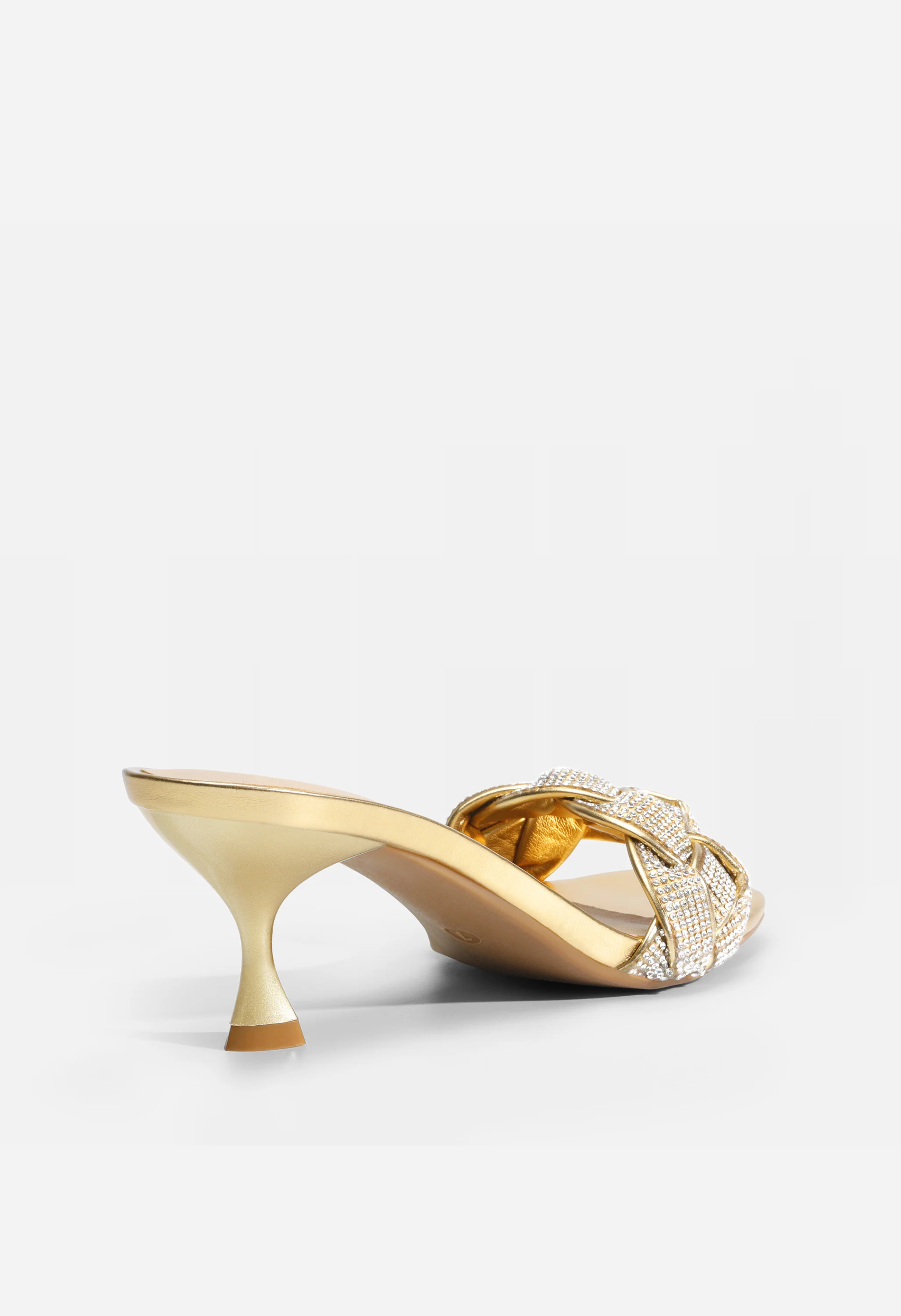 Women's Rhinestone Open Toe Kitten Heel Sandals - Image 2