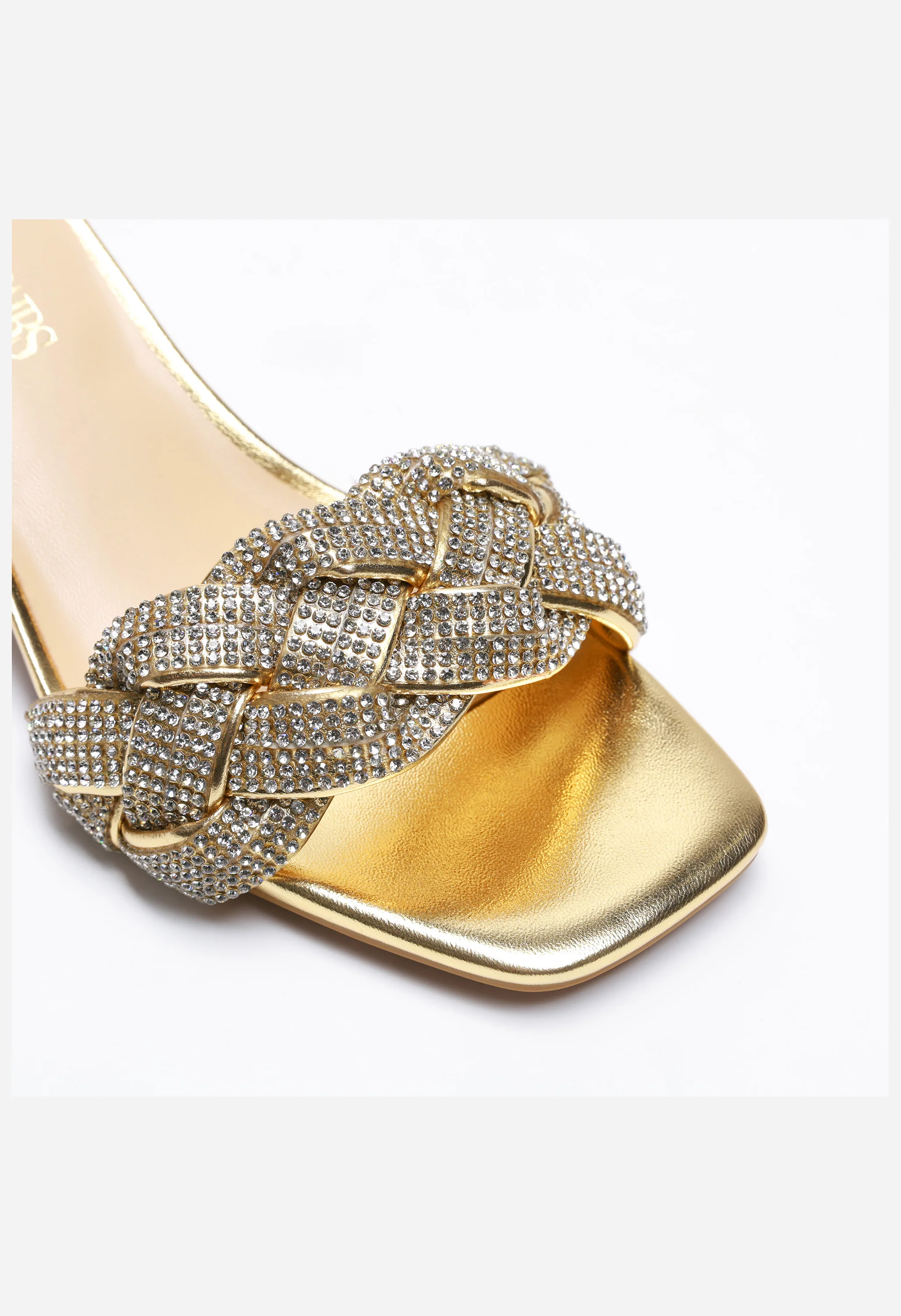 Women's Rhinestone Open Toe Kitten Heel Sandals - Image 4