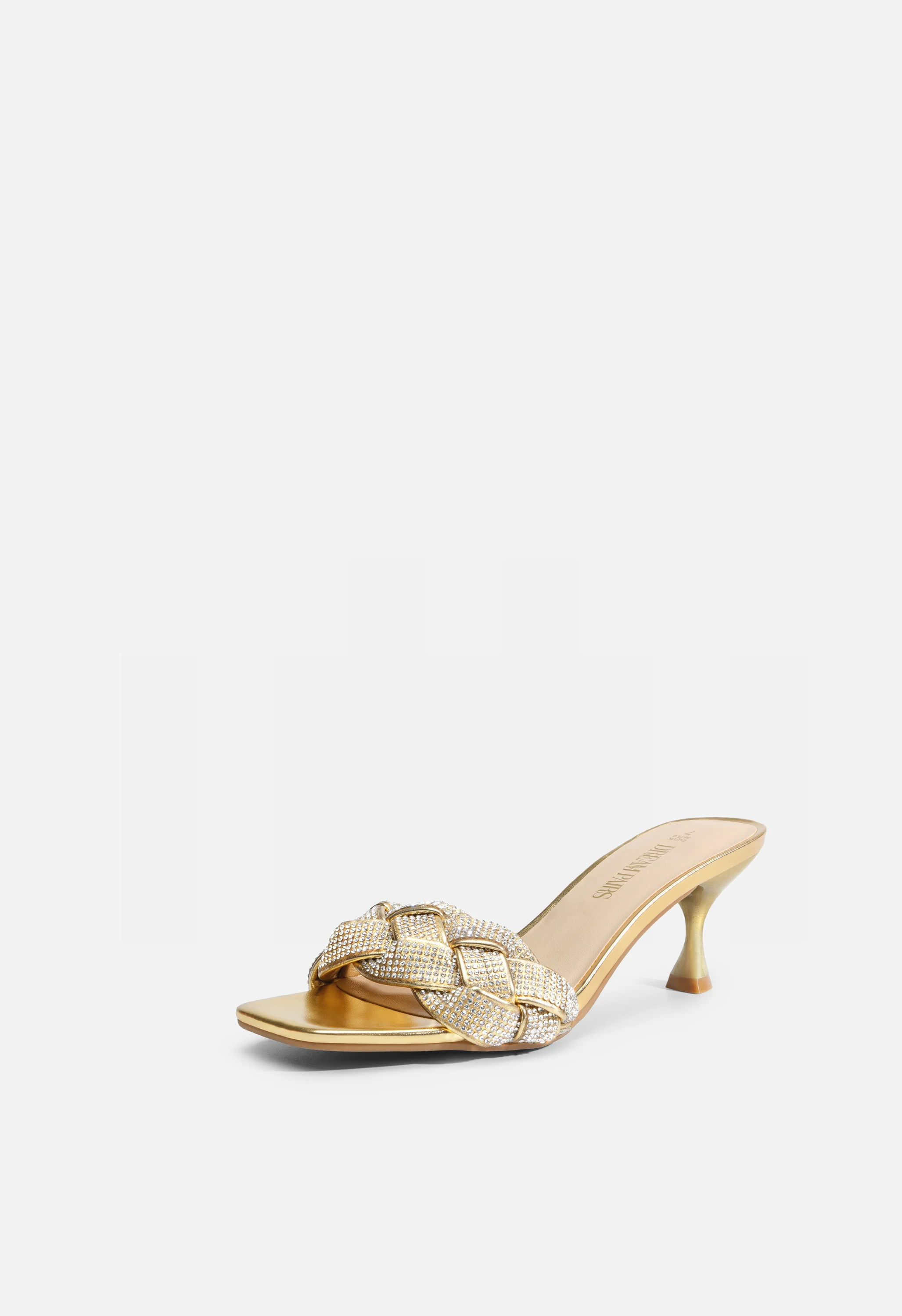 Women's Rhinestone Open Toe Kitten Heel Sandals - Image 5