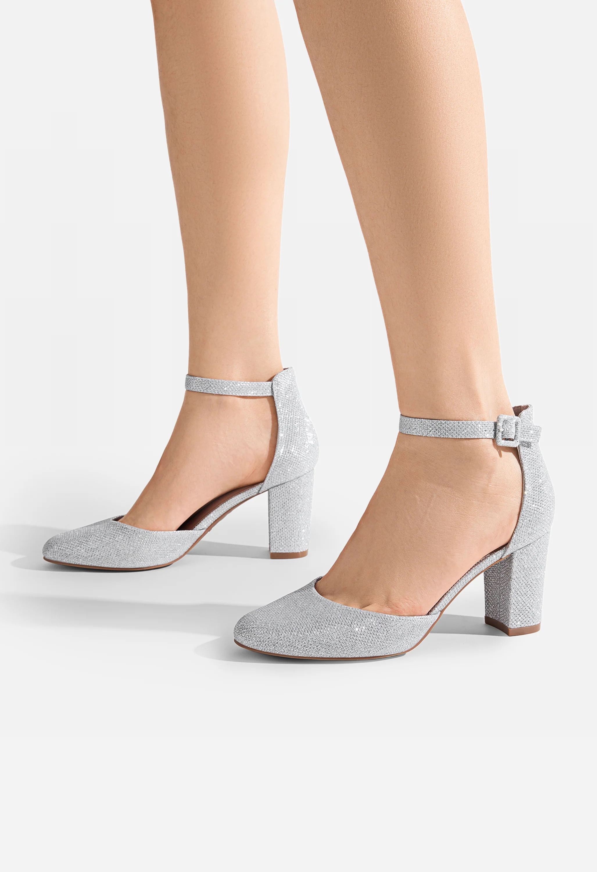 Women's Rounded Toe Platform Block Heel Pumps - Image 7