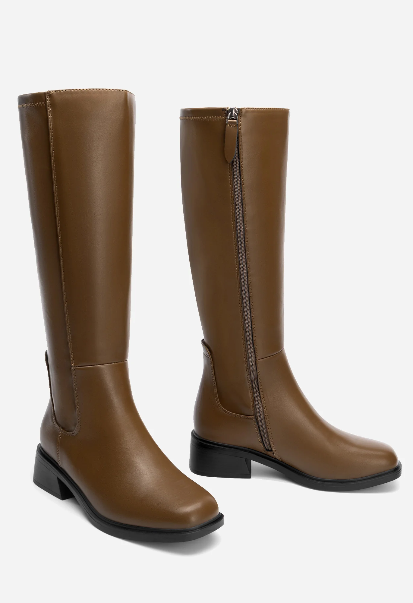 Women's Square Toe Knee High Boots - Image 2