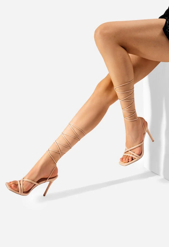 Women's Square Toe Strappy Heeled Sandal - Image 7