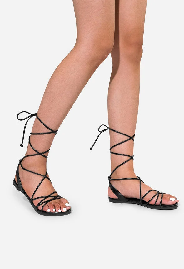 Women's Strappy Lace Up Flat Sandal - Image 4