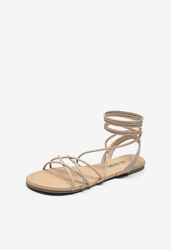 Women's Strappy Lace Up Flat Sandal - Image 3