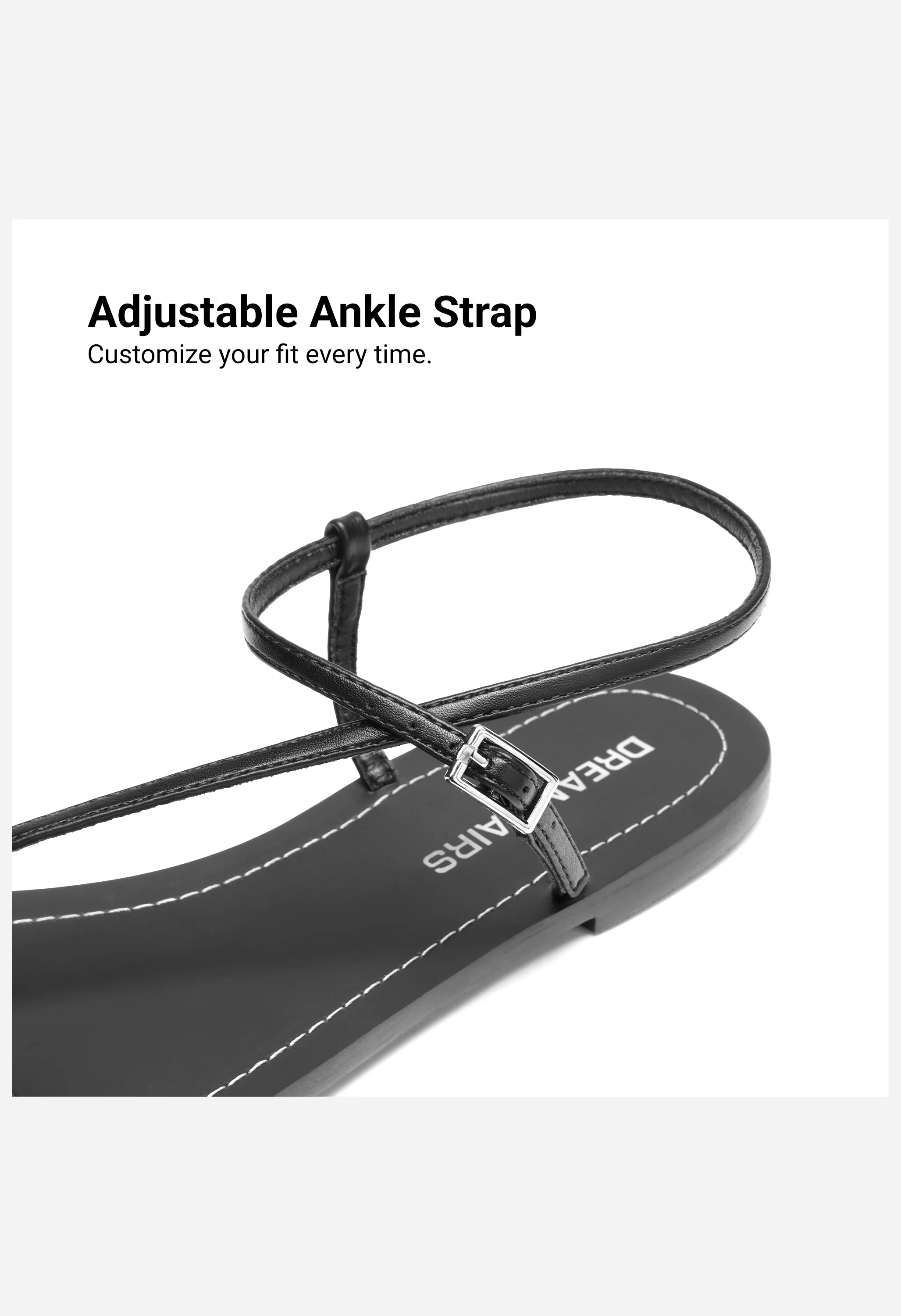 Women's Strappy Square Toe Flat Sandals with Ankle Strap - Image 5