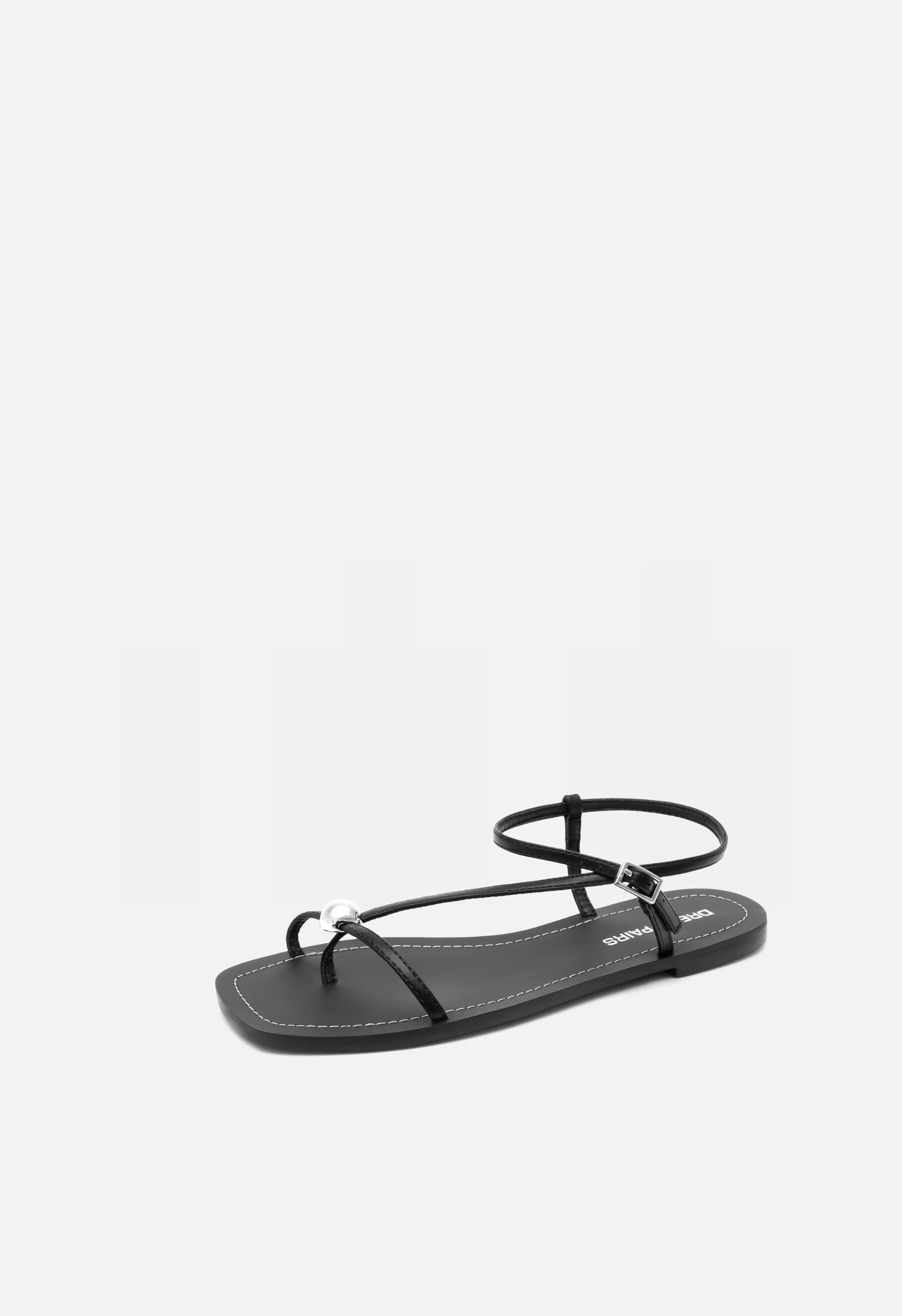 Women's Strappy Square Toe Flat Sandals with Ankle Strap - Image 7