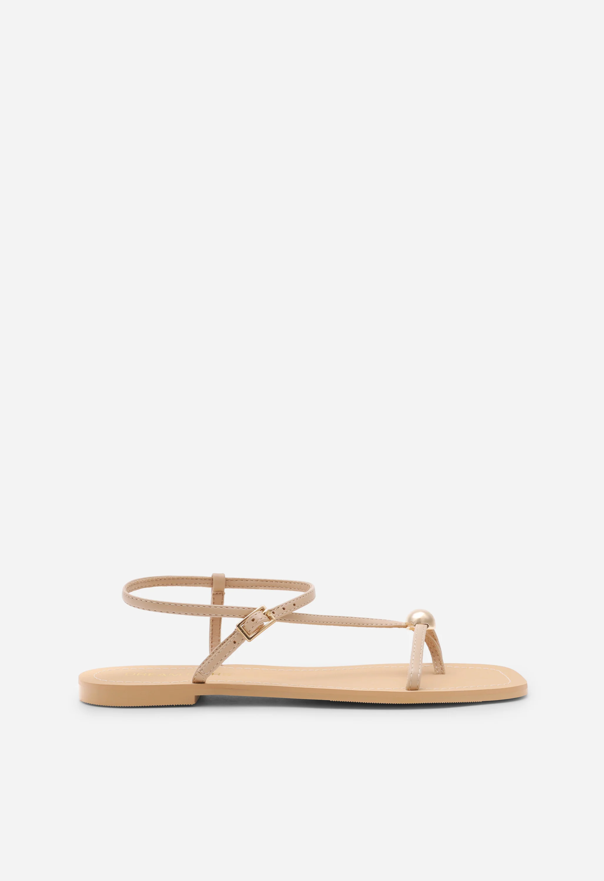 Women's Strappy Square Toe Flat Sandals with Ankle Strap - Image 2