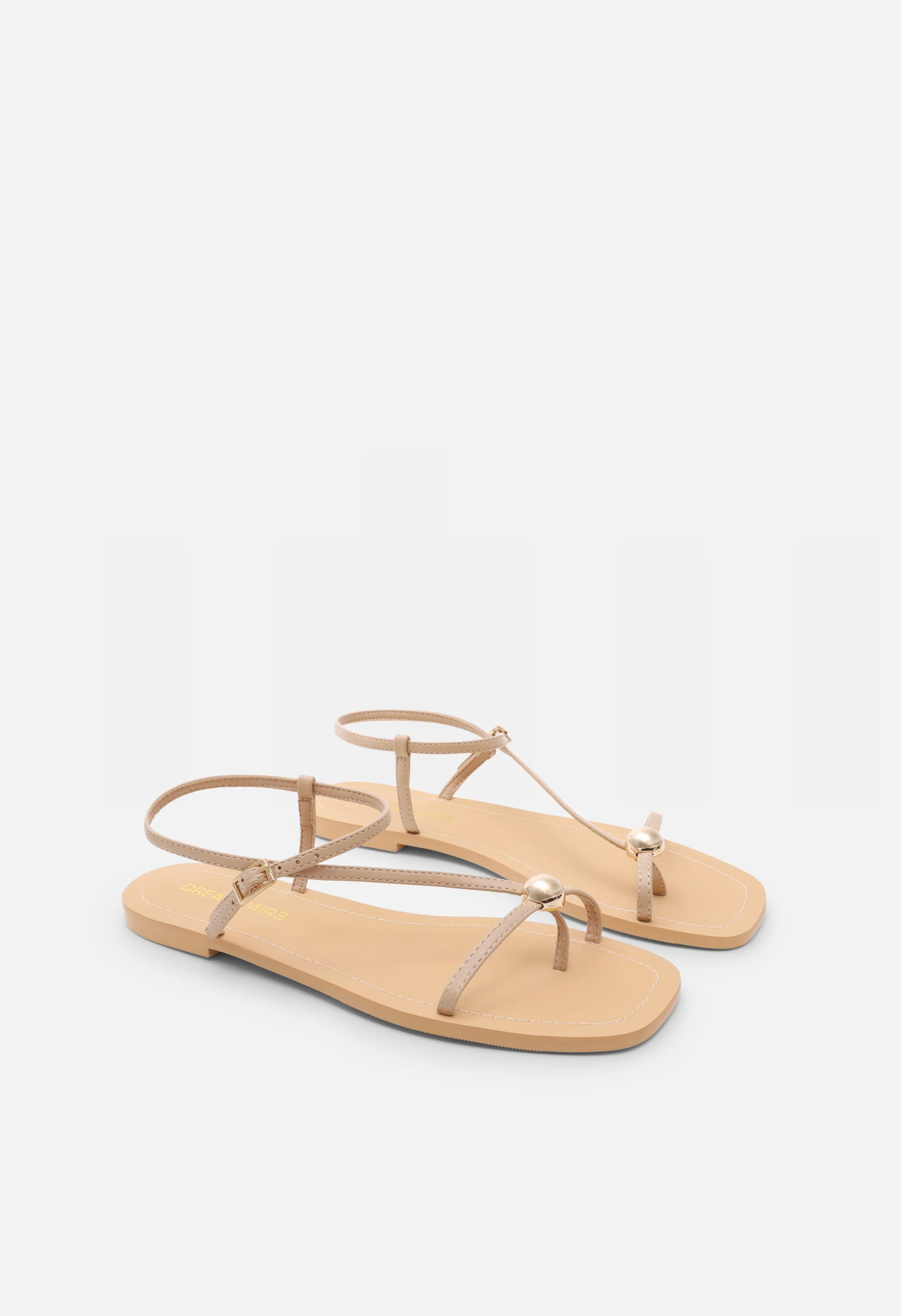 Women's Strappy Square Toe Flat Sandals with Ankle Strap - Image 3