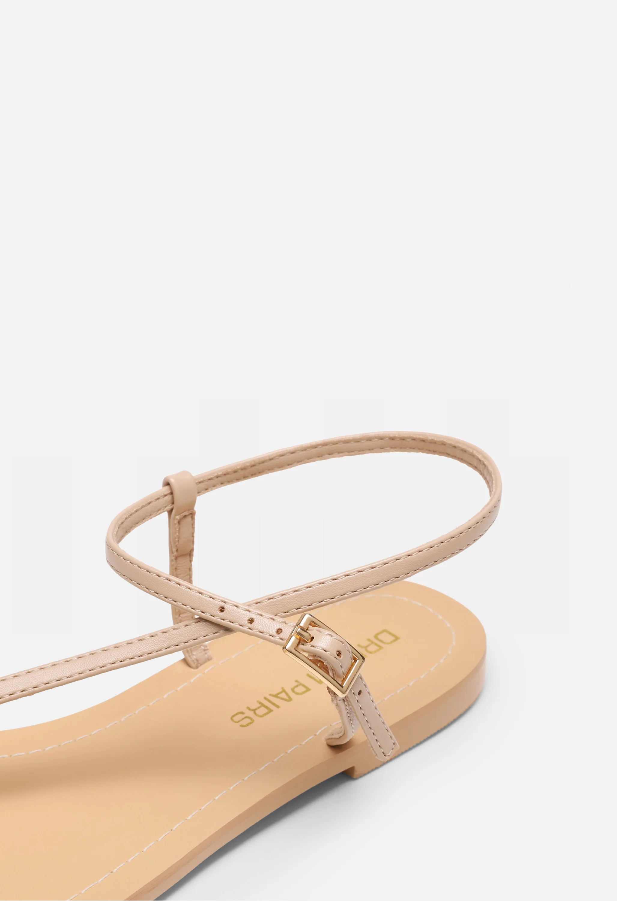 Women's Strappy Square Toe Flat Sandals with Ankle Strap - Image 4