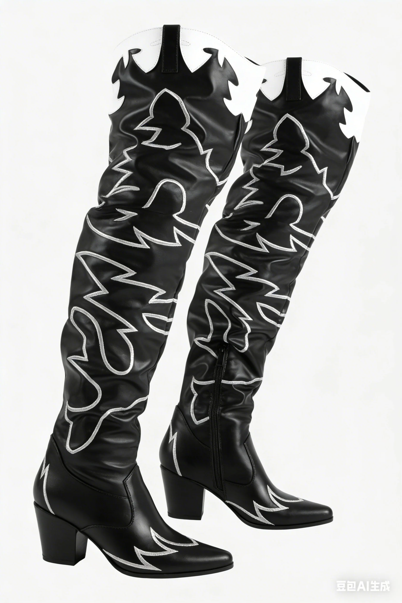 Women's Western Embroidery Thigh High Boots - Image 2