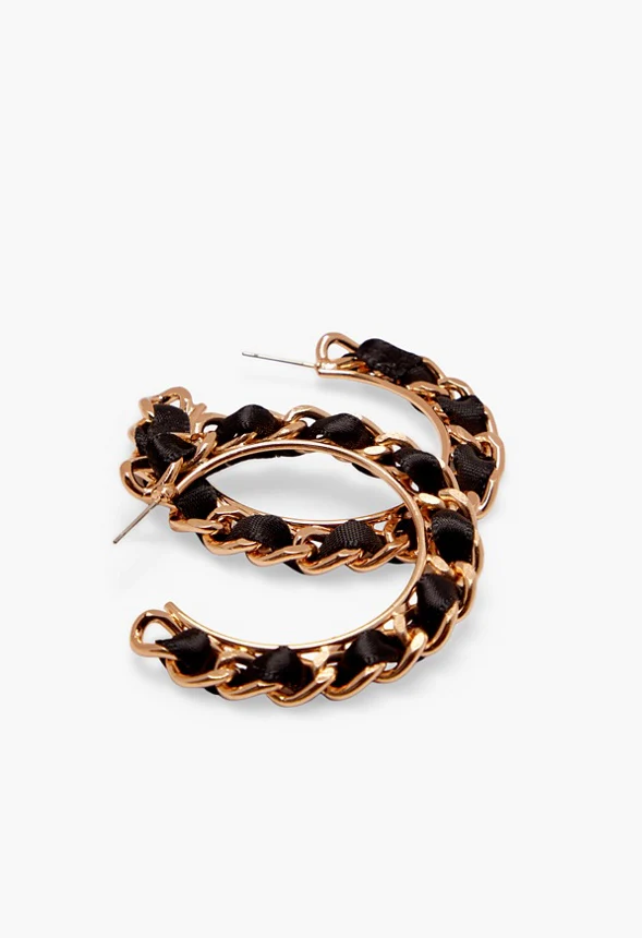 Woven Chain Hoop Earrings - Image 2